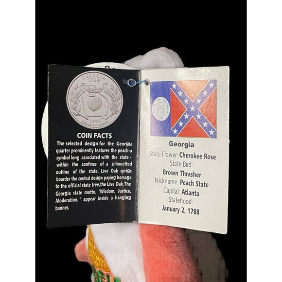 1999 Limited Treasures Georgia State Quarter Coin Bean Bear Plush - Picture 5 of 5
